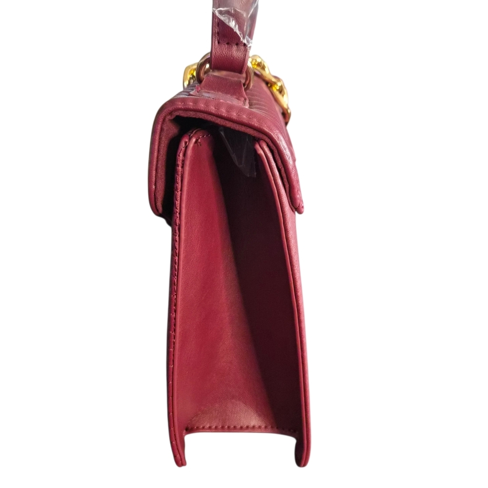 NWT Badgley Mischka Elegant Wine Colored Quilted Crossbody Handbag. - Picture 4 of 12